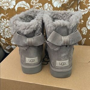 UGG Gray Shearling Bow Boots